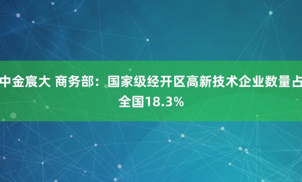 中金宸大 商务部：国家级经开区高新技术企业数量占全国18.3%